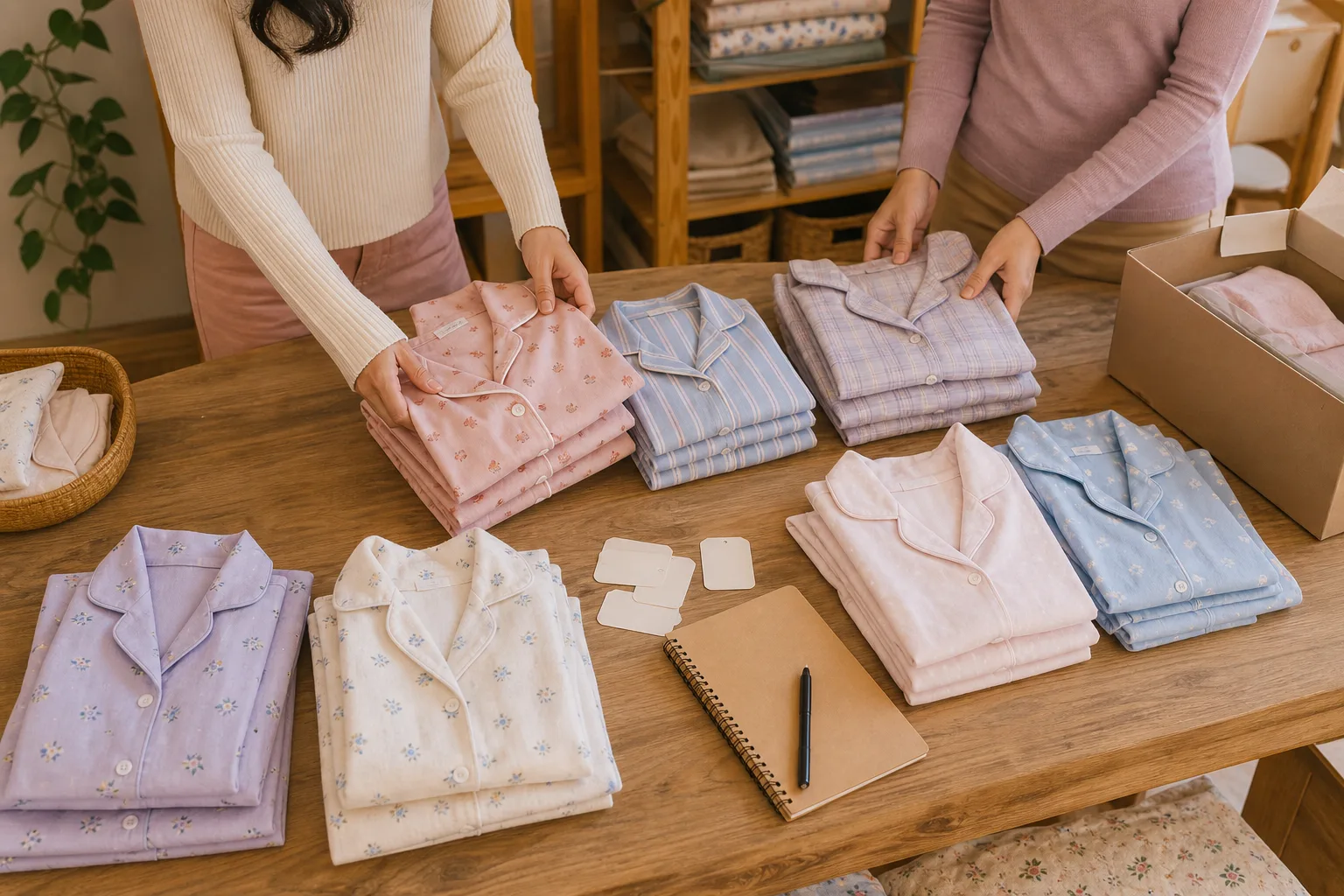 Pedido de pijamas organizado em uma confecção local