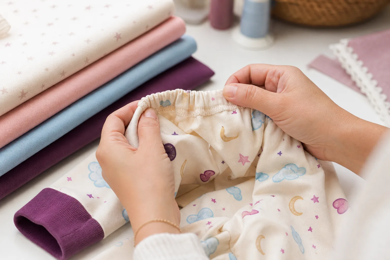 Costura de tecido para pijama personalizado em Curitiba