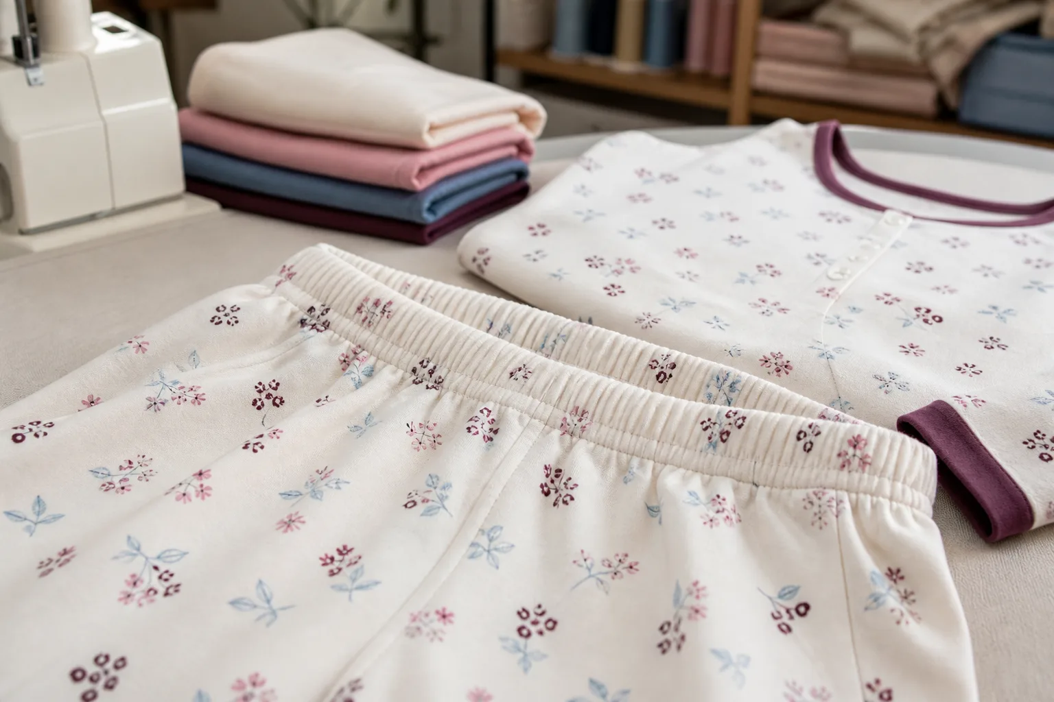 Conferência do acabamento de um pijama feito em Curitiba